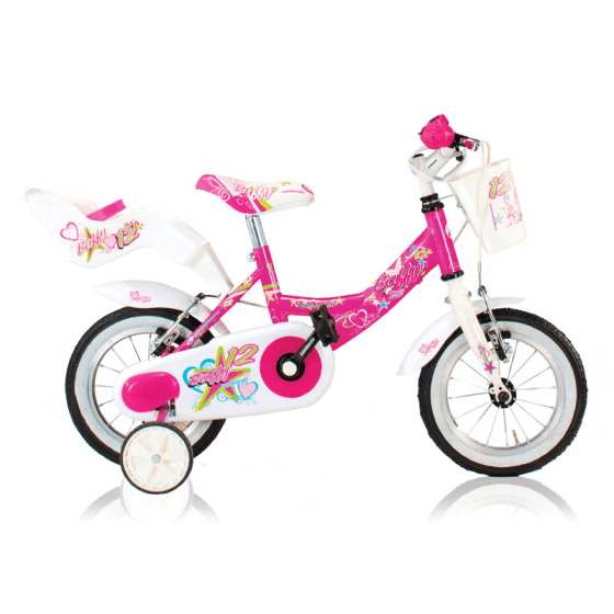 Kinderfiets Baffy 12 inch Fuchsia-Wit Kinderfiets Baffy 12 inch Fuchsia-Wit